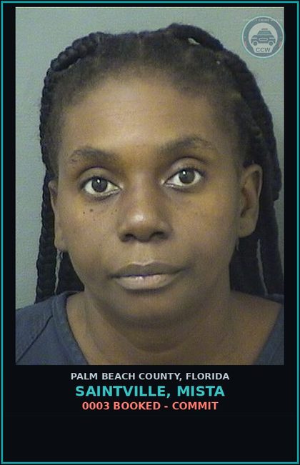 CCW arrest card for SAINTVILLE, MISTA in Palm Beach County: 0003 BOOKED - COMMIT