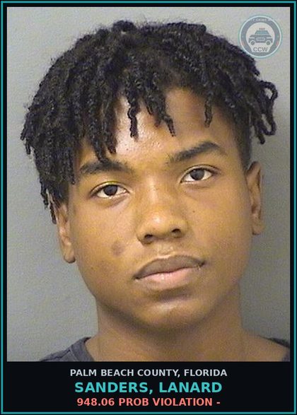 CCW arrest card for SANDERS, LANARD in Palm Beach County: 948.06 PROB VIOLATION -