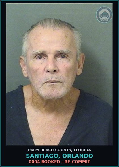 CCW arrest card for SANTIAGO, ORLANDO in Palm Beach County: 0004 BOOKED - RE-COMMIT