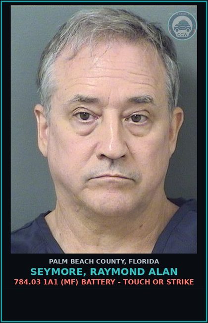 CCW arrest card for SEYMORE, RAYMOND ALAN in Palm Beach County: 784.03 1A1 (MF) BATTERY - TOUCH OR STRIKE