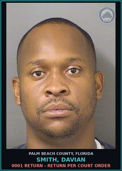 CCW arrest card for SMITH, DAVIAN in Palm Beach County: 0001 RETURN - RETURN PER COURT ORDER