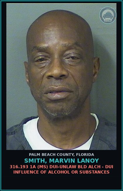 CCW arrest card for SMITH, MARVIN LANOY in Palm Beach County: 316.1935 2 (FT) FLEE/ELUDE POLICE - FLEE ELUDE LEO WITH LIGHTS SIREN ACTIVE