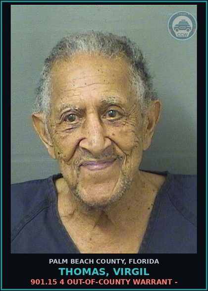 CCW arrest card for THOMAS, VIRGIL in Palm Beach County: 901.15 4 OUT-OF-COUNTY WARRANT -