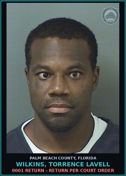 CCW arrest card for WILKINS, TORRENCE LAVELL in Palm Beach County: 0001 RETURN - RETURN PER COURT ORDER