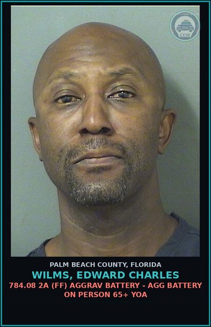 CCW arrest card for WILMS, EDWARD CHARLES in Palm Beach County: 784.08 2A (FF) AGGRAV BATTERY - AGG BATTERY ON PERSON 65+ YOA