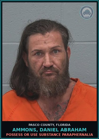CCW arrest card for AMMONS, DANIEL ABRAHAM in Pasco County: POSSESS OR USE DRUG PARAPHERNALIA
