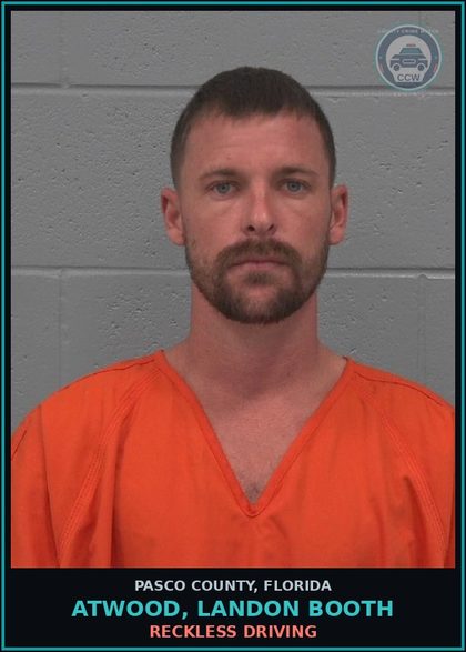 CCW arrest card for ATWOOD, LANDON BOOTH in Pasco County: RECKLESS DRIVING
