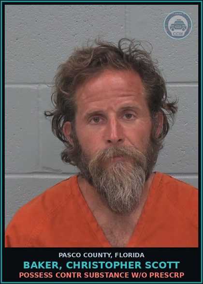 CCW arrest card for BAKER, CHRISTOPHER SCOTT in Pasco County: POSSESS contr substance W/O PRESCRIPTION