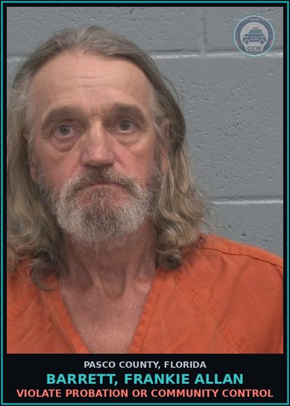 CCW arrest card for BARRETT, FRANKIE ALLAN in Pasco County: VIOLATE PROBATION OR COMMUNITY CONTROL