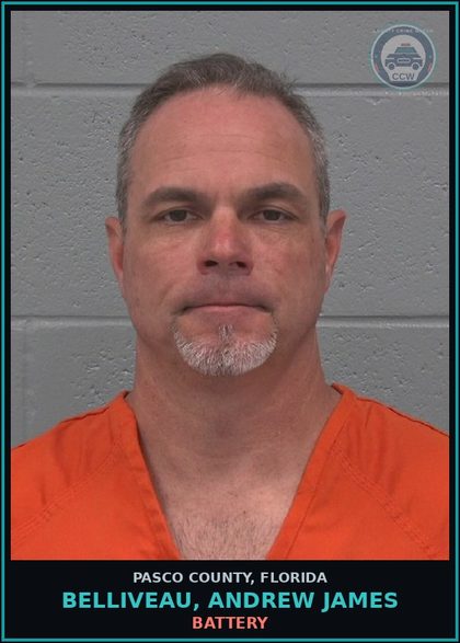 CCW arrest card for BELLIVEAU, ANDREW JAMES in Pasco County: BATTERY