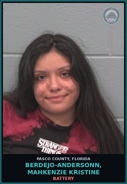 CCW arrest card for BERDEJO-ANDERSONN, MAHKENZIE KRISTINE in Pasco County: BATTERY