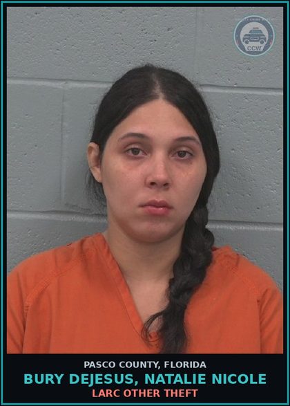 CCW arrest card for BURY DEJESUS, NATALIE NICOLE in Pasco County: LARC OTHER THEFT