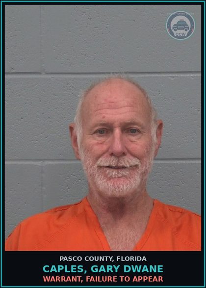 CCW arrest card for CAPLES, GARY DWANE in Pasco County: WARRANT, FAILURE TO APPEAR