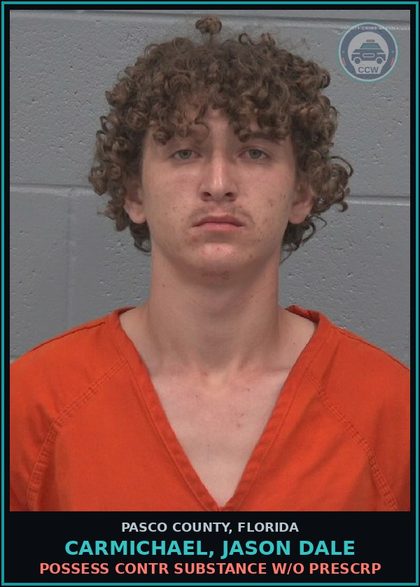 CCW arrest card for CARMICHAEL, JASON DALE in Pasco County: POSSESS contr substance W/O PRESCRIPTION