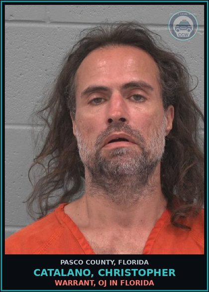 CCW arrest card for CATALANO, CHRISTOPHER in Pasco County: WARRANT, OJ IN FLORIDA