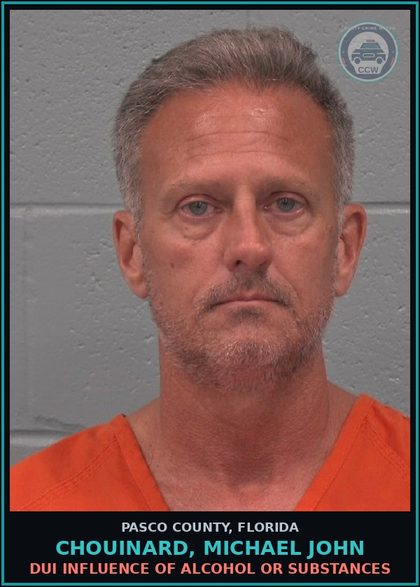 CCW arrest card for CHOUINARD, MICHAEL JOHN in Pasco County: DUI INFLUENCE OF ALCOHOL OR DRUGS