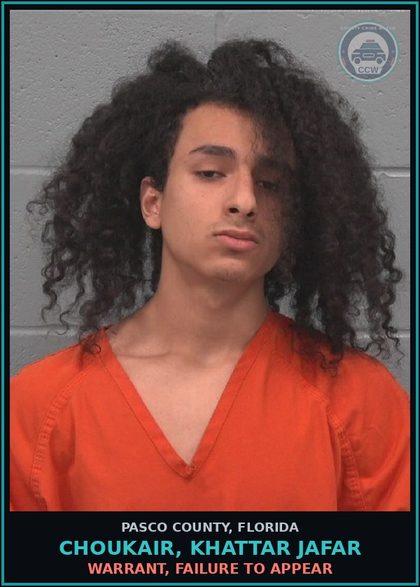 CCW arrest card for CHOUKAIR, KHATTAR JAFAR in Pasco County: WARRANT, FAILURE TO APPEAR