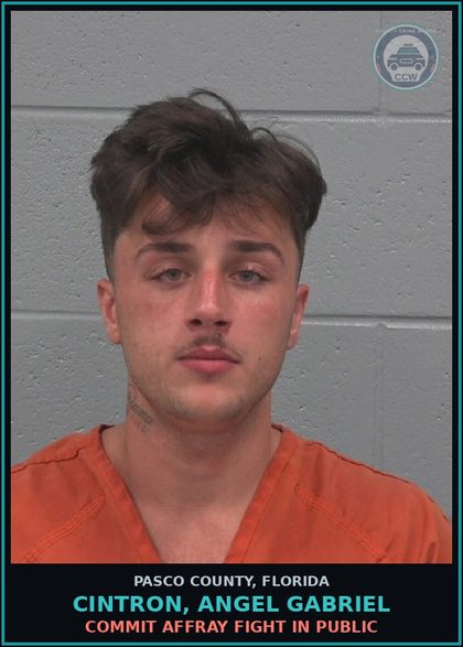 CCW arrest card for CINTRON, ANGEL GABRIEL in Pasco County: COMMIT AFFRAY FIGHT IN PUBLIC