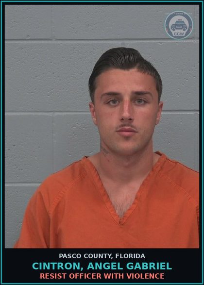 CCW arrest card for CINTRON, ANGEL GABRIEL in Pasco County: RESIST OFFICER WITH VIOLENCE