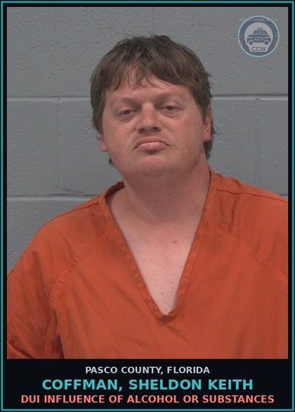 CCW arrest card for COFFMAN, SHELDON KEITH in Pasco County: POSSESS contr substance W/O PRESCRIPTION