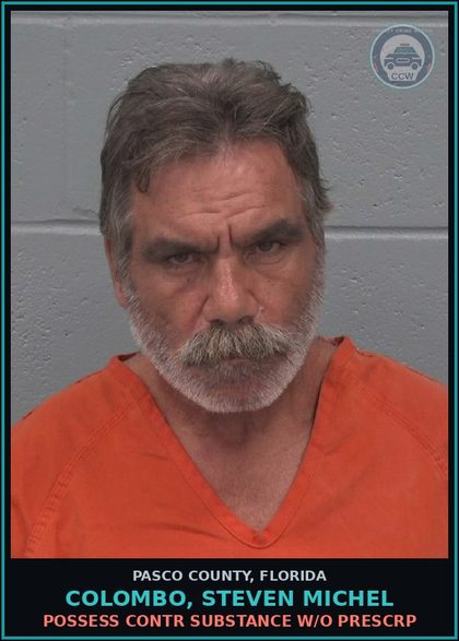 CCW arrest card for COLOMBO, STEVEN MICHEL in Pasco County: POSSESS contr substance W/O PRESCRIPTION