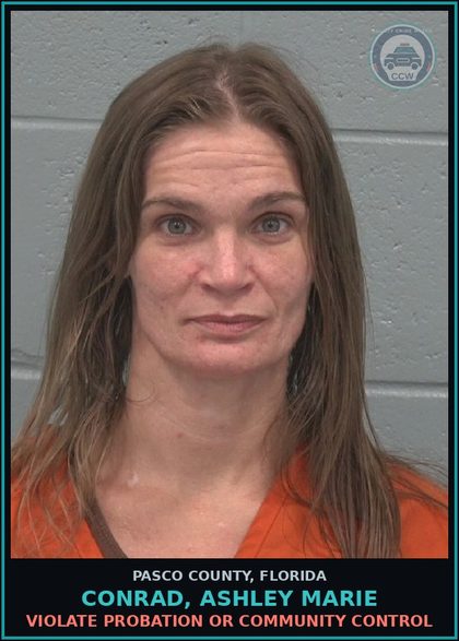 CCW arrest card for CONRAD, ASHLEY MARIE in Pasco County: VIOLATE PROBATION OR COMMUNITY CONTROL