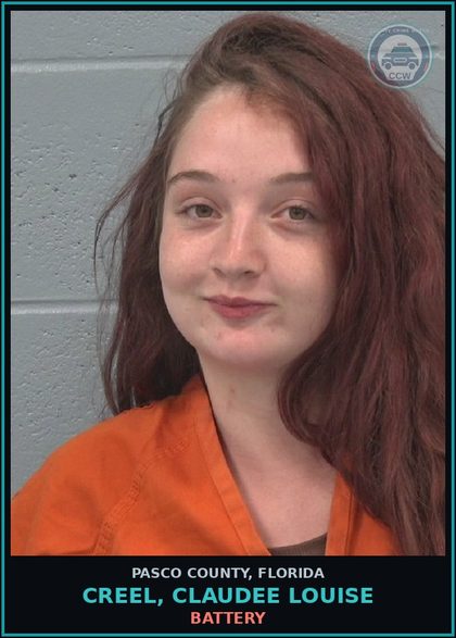 CCW arrest card for CREEL, CLAUDEE LOUISE in Pasco County: BATTERY