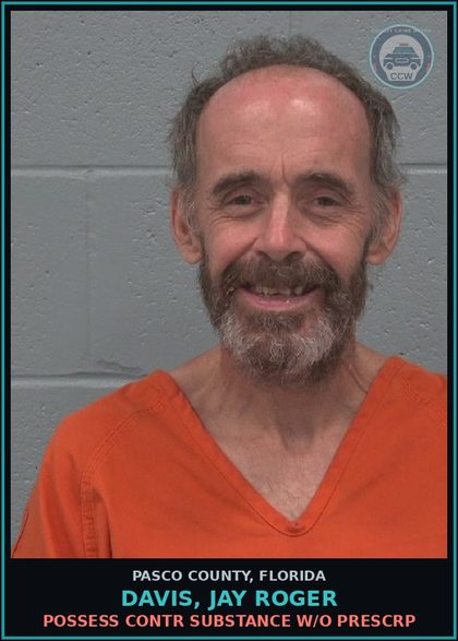 CCW arrest card for DAVIS, JAY ROGER in Pasco County: POSSESS contr substance W/O PRESCRIPTION