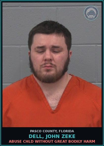 CCW arrest card for DELL, JOHN ZEKE in Pasco County: ABUSE chld WITHOUT GREAT BODILY HARM