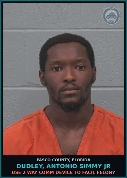 CCW arrest card for DUDLEY, ANTONIO SIMMY JR in Pasco County: USE COMPUTER SERVICE TO SEDUCE/SOLICIT chld