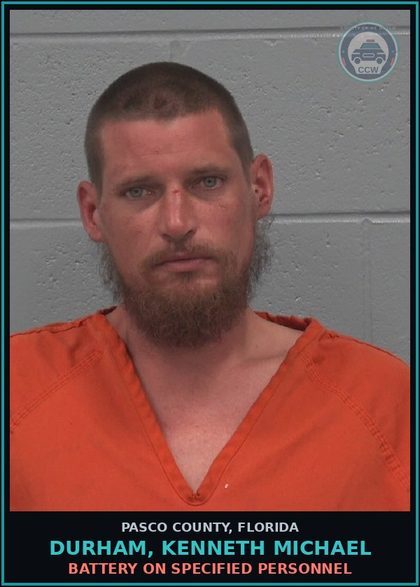 CCW arrest card for DURHAM, KENNETH MICHAEL in Pasco County: BATTERY ON SPECIFIED PERSONNEL