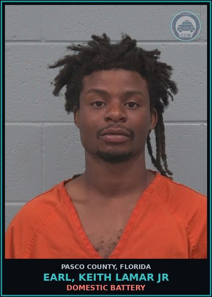 CCW arrest card for EARL, KEITH LAMAR JR in Pasco County: DOMESTIC BATTERY