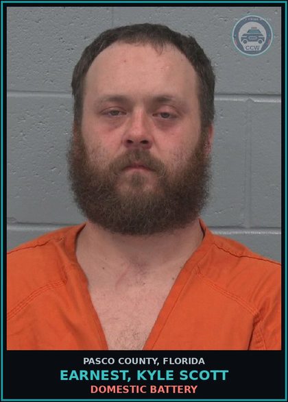 CCW arrest card for EARNEST, KYLE SCOTT in Pasco County: DOMESTIC BATTERY