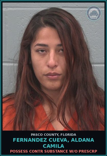 CCW arrest card for FERNANDEZ CUEVA, ALDANA CAMILA in Pasco County: POSSESS contr substance W/O PRESCRIPTION