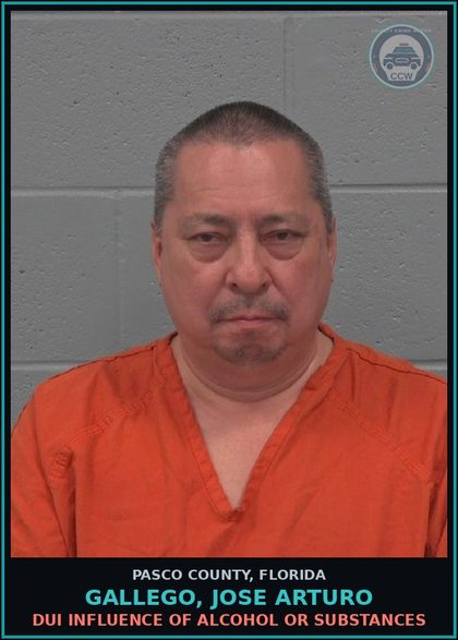 CCW arrest card for GALLEGO, JOSE ARTURO in Pasco County: DUI INFLUENCE OF ALCOHOL OR DRUGS