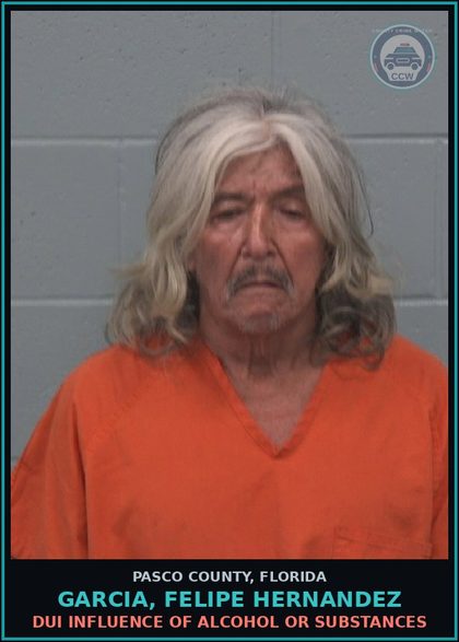CCW arrest card for GARCIA, FELIPE HERNANDEZ in Pasco County: DUI INFLUENCE OF ALCOHOL OR DRUGS