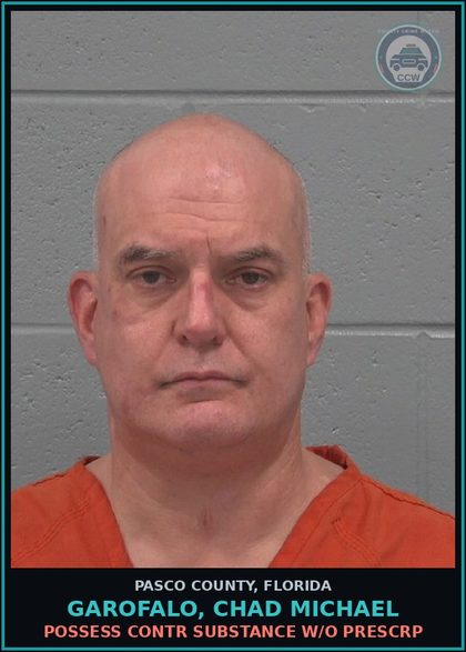 CCW arrest card for GAROFALO, CHAD MICHAEL in Pasco County: POSSESS contr substance W/O PRESCRIPTION