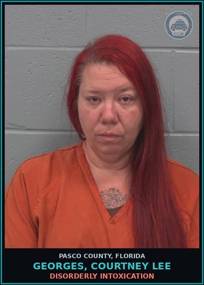 CCW arrest card for GEORGES, COURTNEY LEE in Pasco County: DISORDERLY INTOXICATION
