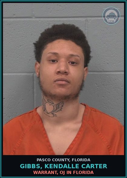 CCW arrest card for GIBBS, KENDALLE CARTER in Pasco County: WARRANT, OJ IN FLORIDA