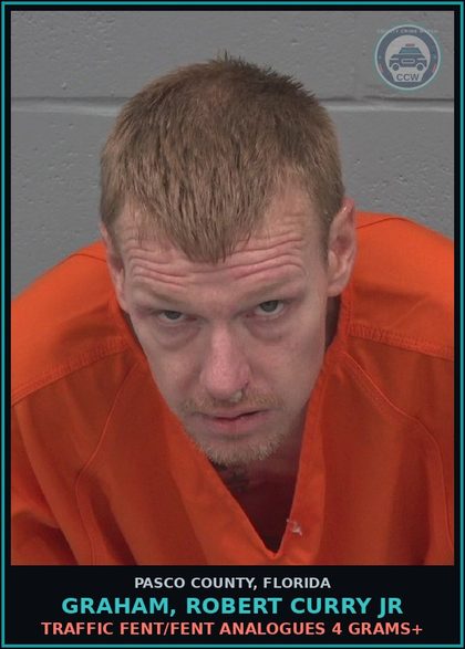 CCW arrest card for GRAHAM, ROBERT CURRY JR in Pasco County: TRAFFIC Fent/Fent ANALOGUES 4 GRAMS+