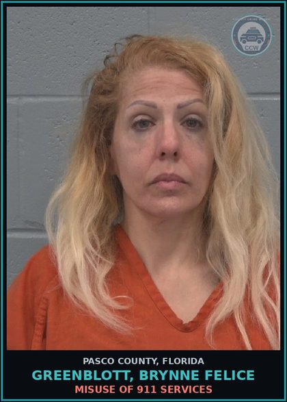 CCW arrest card for GREENBLOTT, BRYNNE FELICE in Pasco County: MISUSE OF 911 SERVICES