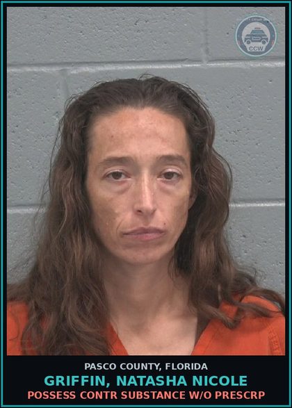 CCW arrest card for GRIFFIN, NATASHA NICOLE in Pasco County: POSSESS contr substance W/O PRESCRIPTION