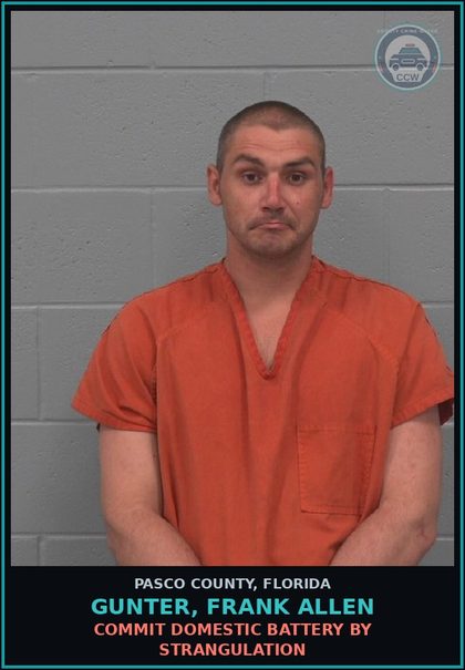 CCW arrest card for GUNTER, FRANK ALLEN in Pasco County: COMMIT DOMESTIC BATTERY BY STRANGULATION