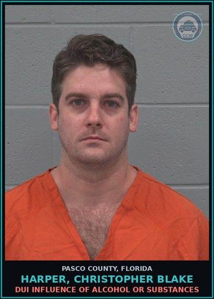 CCW arrest card for HARPER, CHRISTOPHER BLAKE in Pasco County: DUI INFLUENCE OF ALCOHOL OR DRUGS