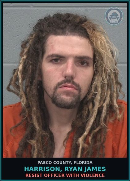 CCW arrest card for HARRISON, RYAN JAMES in Pasco County: RESIST OFFICER WITH VIOLENCE