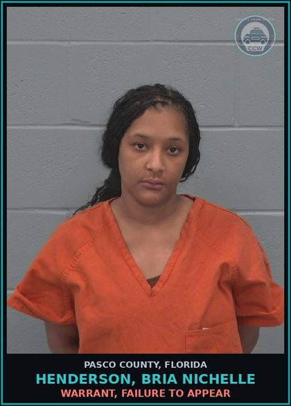 CCW arrest card for HENDERSON, BRIA NICHELLE in Pasco County: WARRANT, FAILURE TO APPEAR