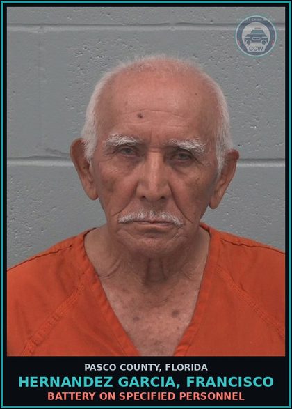 CCW arrest card for HERNANDEZ GARCIA, FRANCISCO in Pasco County: BATTERY ON SPECIFIED PERSONNEL