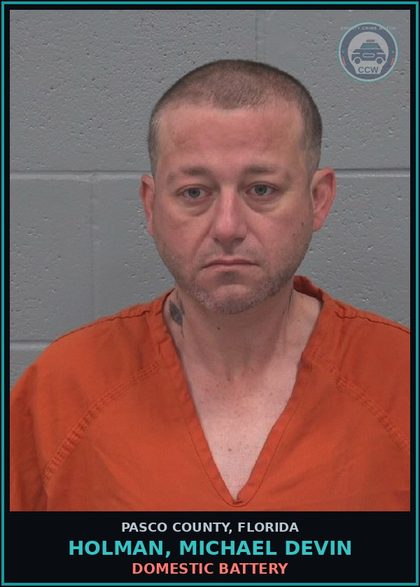 CCW arrest card for HOLMAN, MICHAEL DEVIN in Pasco County: DOMESTIC BATTERY