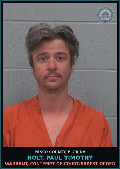 CCW arrest card for HOLT, PAUL TIMOTHY in Pasco County: WARRANT, CONTEMPT OF COURT/ARREST ORDER