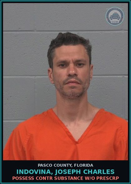 CCW arrest card for INDOVINA, JOSEPH CHARLES in Pasco County: POSSESS contr substance W/O PRESCRIPTION